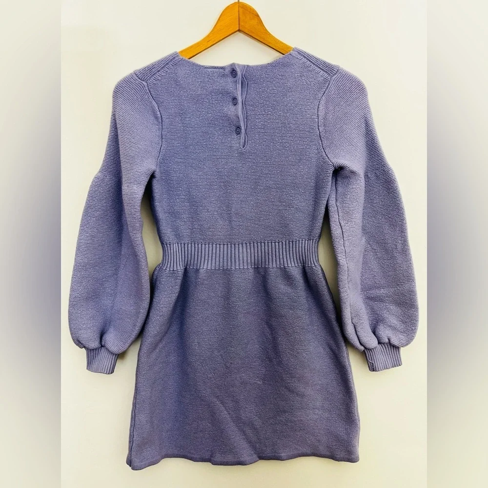 Janie and Jack Puff Sleeve Knit Sweater Dress Girls 12 Long Sleeve Lavender EUC